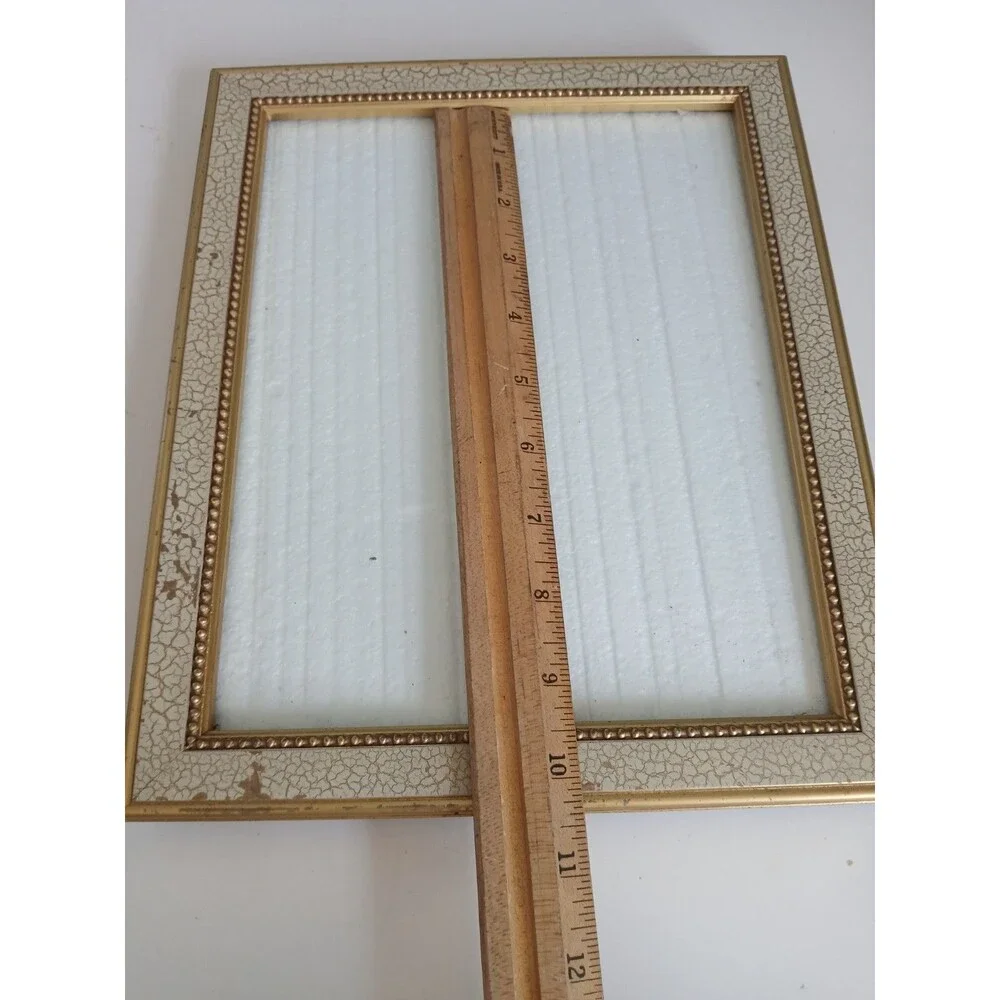 2001 Vtg Burnes Picture Frame  Gold W Crackle Paint  Design 8 X 10